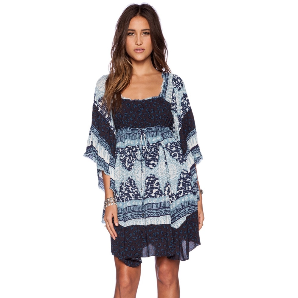 Free People Heart of Gold Dress in Indigo Combo S - Picture 3 of 8